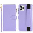 For iPhone 11 Pro Wristband Holder Zipper Purse RFID Leather Phone Case(Purple) - 2