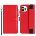 For iPhone 11 Pro Max Wristband Holder Zipper Purse RFID Leather Phone Case(Red) - 2