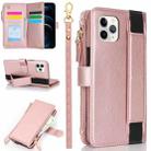 For iPhone 11 Pro Max Wristband Holder Zipper Purse RFID Leather Phone Case(Rose Gold) - 1