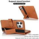 For iPhone 12 / 12 Pro Wristband Holder Zipper Purse RFID Leather Phone Case(Brown) - 3