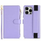 For iPhone 12 Pro Max Wristband Holder Zipper Purse RFID Leather Phone Case(Purple) - 2