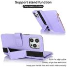 For iPhone 12 Pro Max Wristband Holder Zipper Purse RFID Leather Phone Case(Purple) - 3