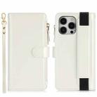 For iPhone 12 Pro Max Wristband Holder Zipper Purse RFID Leather Phone Case(White) - 2