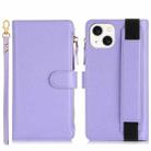 For iPhone 13 mini Wristband Holder Zipper Purse RFID Leather Phone Case(Purple) - 2