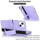 For iPhone 13 mini Wristband Holder Zipper Purse RFID Leather Phone Case(Purple) - 3