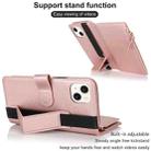 For iPhone 14 / 13 Wristband Holder Zipper Purse RFID Leather Phone Case(Rose Gold) - 3