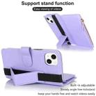 For iPhone 14 / 13 Wristband Holder Zipper Purse RFID Leather Phone Case(Purple) - 3