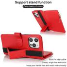 For iPhone 13 Pro Wristband Holder Zipper Purse RFID Leather Phone Case(Red) - 3