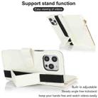 For iPhone 13 Pro Wristband Holder Zipper Purse RFID Leather Phone Case(White) - 3