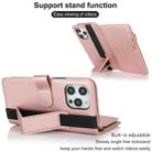 For iPhone 13 Pro Max Wristband Holder Zipper Purse RFID Leather Phone Case(Rose Gold) - 3