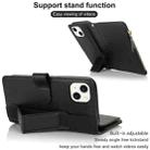 For iPhone 14 Plus Wristband Holder Zipper Purse RFID Leather Phone Case(Black) - 3