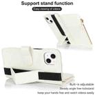 For iPhone 14 Plus Wristband Holder Zipper Purse RFID Leather Phone Case(White) - 3