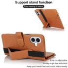 For iPhone 16 Plus Wristband Holder Zipper Purse RFID Leather Phone Case(Brown) - 3