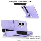 For iPhone 16 Plus Wristband Holder Zipper Purse RFID Leather Phone Case(Purple) - 3