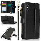 For iPhone XS / X Wristband Holder Zipper Purse RFID Leather Phone Case(Black) - 1