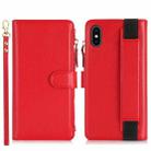 For iPhone XS Max Wristband Holder Zipper Purse RFID Leather Phone Case(Red) - 2