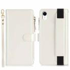 For iPhone XR Wristband Holder Zipper Purse RFID Leather Phone Case(White) - 2