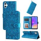 For Samsung Galaxy A06 4G Embossed Sunflower Leather Phone Case(Blue) - 1