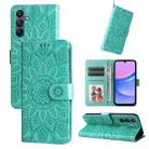 For Samsung Galaxy A16 5G Embossed Sunflower Leather Phone Case(Green) - 1