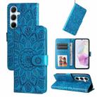 For Samsung Galaxy A36 5G / A56 5G Embossed Sunflower Leather Phone Case(Blue) - 1