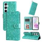 For Samsung Galaxy A36 5G / A56 5G Embossed Sunflower Leather Phone Case(Green) - 1