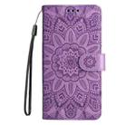 For Samsung Galaxy A56 5G Embossed Sunflower Leather Phone Case(Purple) - 2