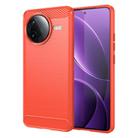 For Redmi K80 Brushed Texture Carbon Fiber TPU Phone Case(Red) - 1