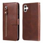 For Samsung Galaxy A06 4G Fashion Calf Texture Zipper Leather Phone Case(Brown) - 1