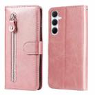 For Samsung Galaxy A36 5G / A56 5G Fashion Calf Texture Zipper Leather Phone Case(Rose Gold) - 1