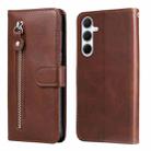 For Samsung Galaxy A36 5G / A56 5G Fashion Calf Texture Zipper Leather Phone Case(Brown) - 1