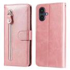For Samsung Galaxy A25 5G Japan Version / A25e Fashion Calf Texture Zipper Leather Phone Case(Rose Gold) - 1