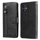 For Samsung Galaxy A25 5G Japan Version / A25e Fashion Calf Texture Zipper Leather Phone Case(Black) - 1