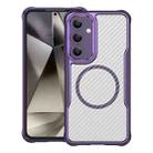 For Samsung Galaxy S24 FE 5G Carbon Fiber Texture MagSafe Translucent Phone Case(Purple) - 1