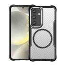 For Samsung Galaxy S25 5G Carbon Fiber Texture MagSafe Translucent Phone Case(Black) - 1