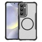 For Samsung Galaxy S25+ 5G Carbon Fiber Texture MagSafe Translucent Phone Case(Black) - 1