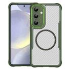 For Samsung Galaxy S25+ 5G Carbon Fiber Texture MagSafe Translucent Phone Case(Green) - 1