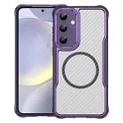 For Samsung Galaxy S25+ 5G Carbon Fiber Texture MagSafe Translucent Phone Case(Purple) - 1