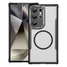 For Samsung Galaxy S25 Ultra 5G Carbon Fiber Texture MagSafe Translucent Phone Case(Black) - 1