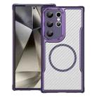 For Samsung Galaxy S24 Ultra 5G Carbon Fiber Texture MagSafe Translucent Phone Case(Purple) - 1