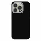 For iPhone 15 Pro Max Skin Feel Fine Leather Texture Metal Lens Frame MagSafe Phone Case(Black) - 1