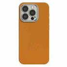 For iPhone 15 Pro Max Skin Feel Fine Leather Texture Metal Lens Frame MagSafe Phone Case(Ginger) - 1