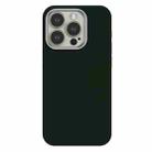 For iPhone 15 Pro Max Skin Feel Fine Leather Texture Metal Lens Frame MagSafe Phone Case(Blackish Green) - 1