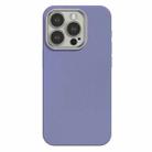 For iPhone 15 Pro Max Skin Feel Fine Leather Texture Metal Lens Frame MagSafe Phone Case(Light Purple) - 1