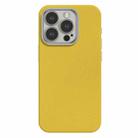 For iPhone 15 Pro Max Skin Feel Fine Leather Texture Metal Lens Frame MagSafe Phone Case(Bright Yellow) - 1