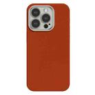 For iPhone 15 Pro Max Skin Feel Fine Leather Texture Metal Lens Frame MagSafe Phone Case(Orange) - 1