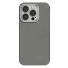 For iPhone 15 Pro Max Skin Feel Fine Leather Texture Metal Lens Frame MagSafe Phone Case(Light Gray) - 1