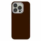 For iPhone 15 Pro Skin Feel Fine Leather Texture Metal Lens Frame MagSafe Phone Case(Brown) - 1