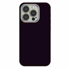 For iPhone 15 Pro Skin Feel Fine Leather Texture Metal Lens Frame MagSafe Phone Case(Deep Purple) - 1