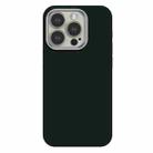 For iPhone 15 Pro Skin Feel Fine Leather Texture Metal Lens Frame MagSafe Phone Case(Blackish Green) - 1