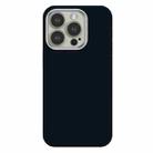 For iPhone 15 Pro Skin Feel Fine Leather Texture Metal Lens Frame MagSafe Phone Case(Navy Blue) - 1